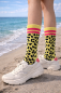 Preview: Socken ALPS AND BEACH Leo gelb mit pinken Streifen