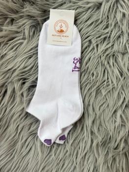 Preview: Summer 35-41 - Weiße Sneaker Socke Lila Herz gestickt