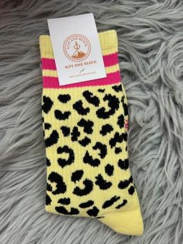 Leo Style 35-41 - Leo Socke beige mit pinken Streifen