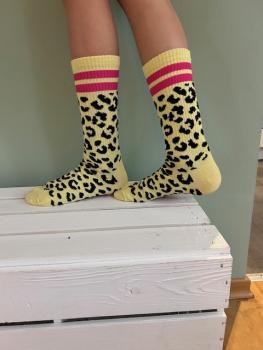 Preview: Leo Style 35-41 - Leo Socke beige mit pinken Streifen