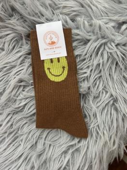 Socke Braun Neon smiley