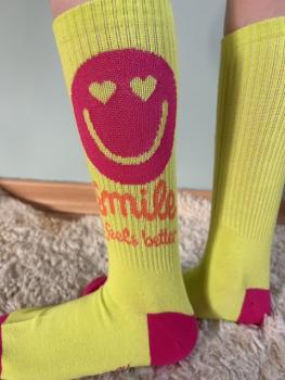 Socken Gelb Smiley Pink