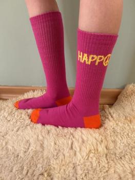 Socken pink mit Happy Peace