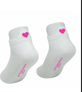 Summer 35-41 - Weiße Sneaker Socke Pinkes Herz gestickt
