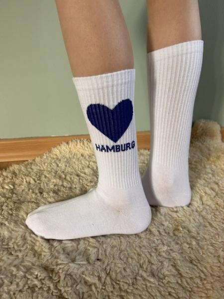 Socke Weiß Hamburg Herz