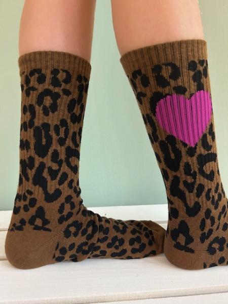 Leo Style 35-41 - Leo Socke mit pinkem Herz